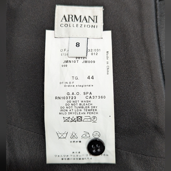 Armani Collezioni Black Pencil Skirt Size 8 silk blend zipper back Made in Italy - Picture 2 of 10